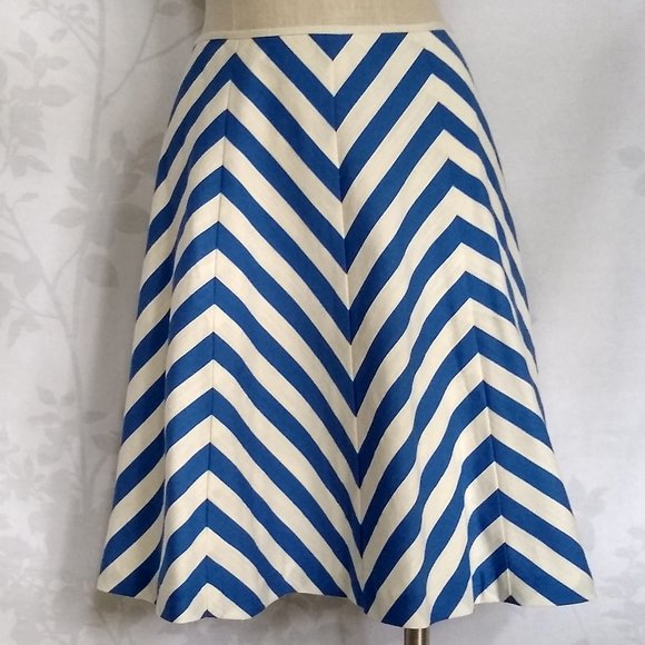 NWT Talbots blue and white cotton chevron stripe skirt 2P - Picture 3 of 9